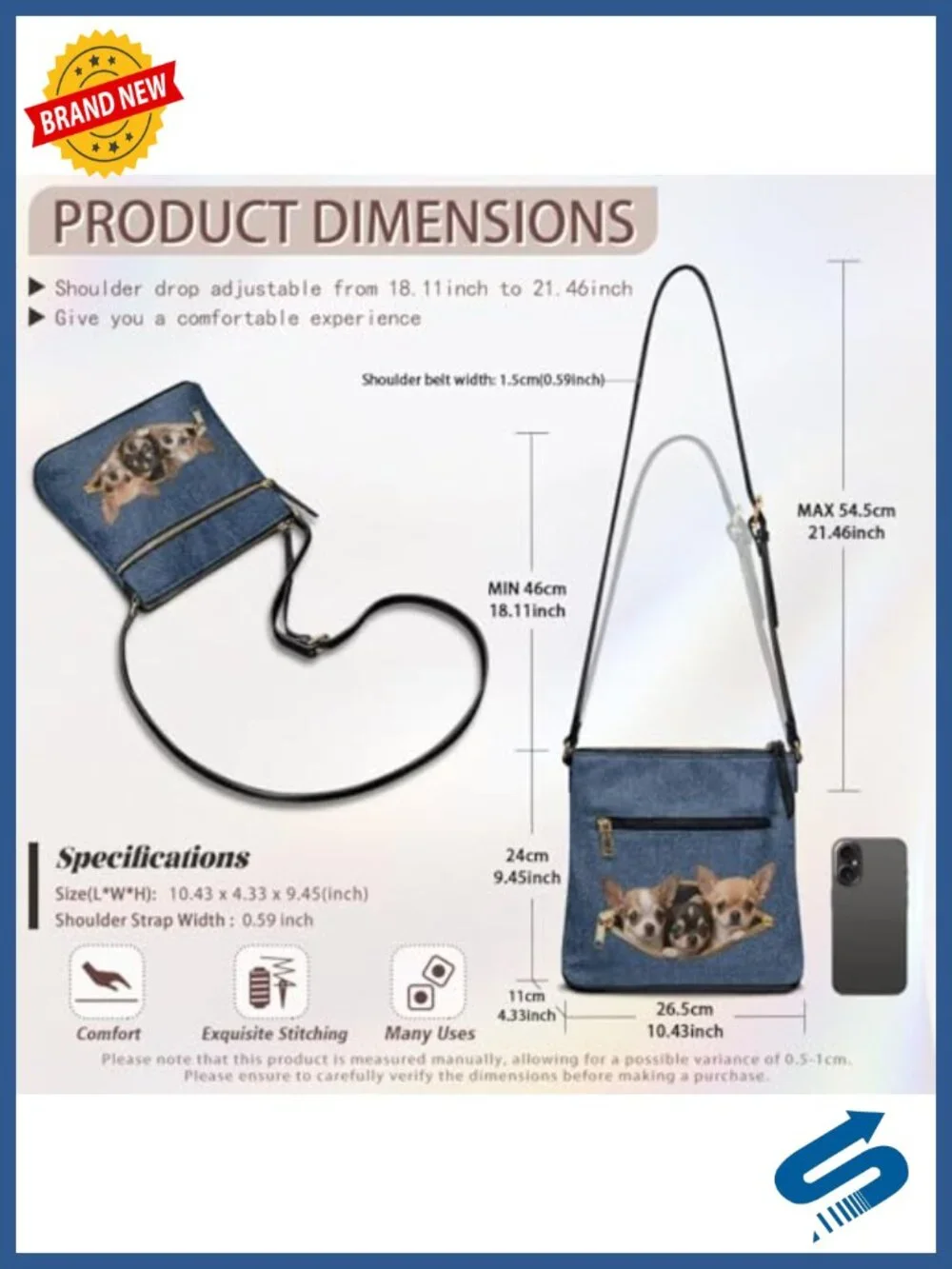 PU Leather Crossbody Messenger Bag with Adjustable Strap